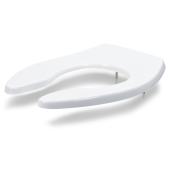 Bemis Bemis 1655SSCT White Comm. Plastic Elongated Toilet Seat w/ Self-Sustaining Check Hinges, Extra Heavy-Duty - Image 1
