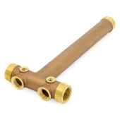 Boshart 1-1/4" MPT x 13" Solid Brass Well Tank Tee (Lead-Free) - Image 1