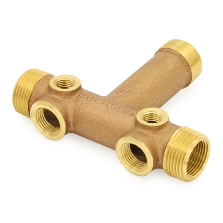 Boshart 1" MPT x 3-5/8" Solid Brass Short Well Tank Tee (Lead-Free)