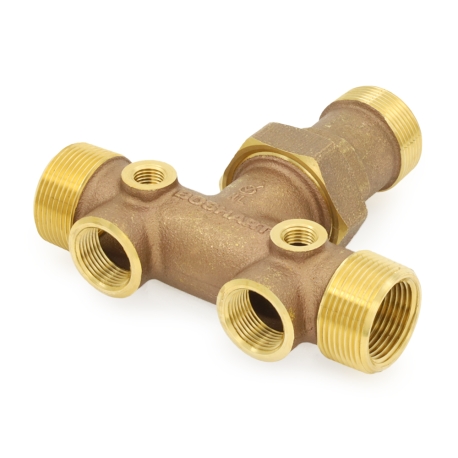 Boshart 1-1/4" MPT x 4-1/2" Union Brass Short Well Tank Tee (Lead-Free)