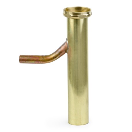 Sioux Chief 1-1/2" x 8", 22GA Trap-Ease Trap Primer Tailpiece w/ 1/2" (5/8" OD) Branch Outlet, Direct Connect, Rough Brass