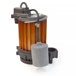 Automatic Sump Pump w/ Piggyback Wide Angle Float Switch, 10' cord, 1/3 HP, 115V