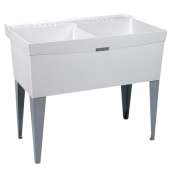 Mustee 40" x 24" x 14.38" Utilatwin Laundry Sink/Tub, Double Compartment, Floor Standing, DuraStone - Image 1