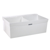 Mustee 40" x 24" x 14.38" Utilatwin Laundry Sink/Tub, Double Compartment, Wall-Mount, DuraStone - Image 1