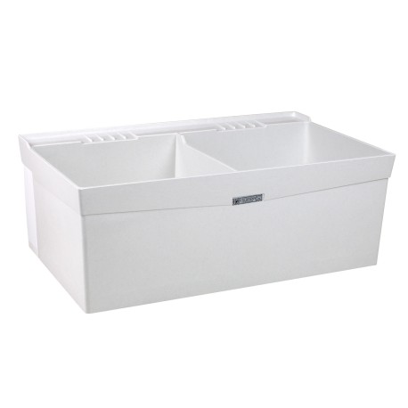 Mustee 40" x 24" x 14.38" Utilatwin Laundry Sink/Tub, Double Compartment, Wall-Mount, DuraStone