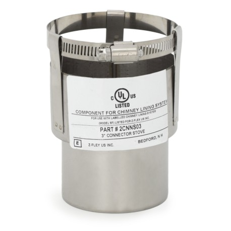 Z-Flex 3" Stainless Steel Stove/Insert Appliance Adapter for Chimney Liner