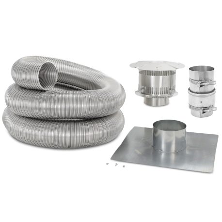 Z-Flex 3" x 35ft Aluminum Gas Fireplace Insert Chimney Liner Kit