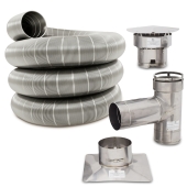Z-Flex 6" x 20ft Smoothcore (Smooth Wall) 316Ti Stainless Steel All-Fuel Chimney Liner Tee Kit - Image 1