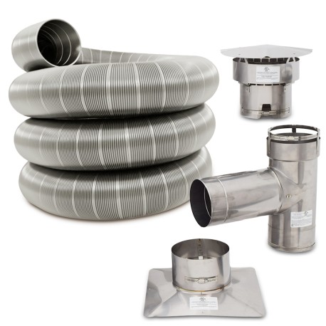 Z-Flex 6" x 35ft Smoothcore (Smooth Wall) 316Ti Stainless Steel All-Fuel Chimney Liner Tee Kit