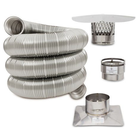 Z-Flex 6" x 20ft Pre-Insulated 316Ti Stainless Steel All-Fuel Chimney Liner Insert Kit