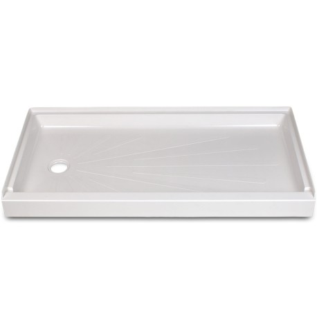 Mustee 30" x 60" ShowerTub Rectangular Shower Base, Left Drain, White