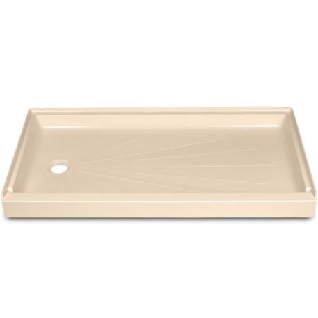 Mustee 30" x 60" ShowerTub Rectangular Shower Base, Left Drain, Bone