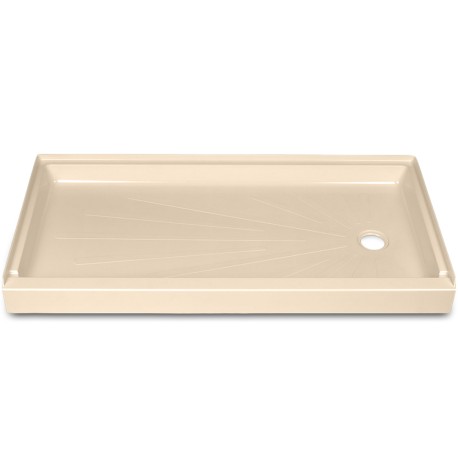 Mustee 30" x 60" ShowerTub Rectangular Shower Base, Right Drain, Bone