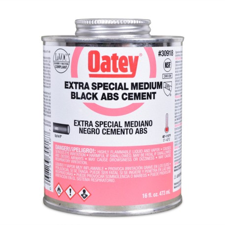 16 oz Medium-Body ABS Extra Special Cement w/ Dauber, Black Oatey