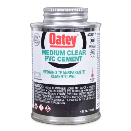 Oatey 4 oz Medium-Body PVC Cement w/ Dauber, Clear