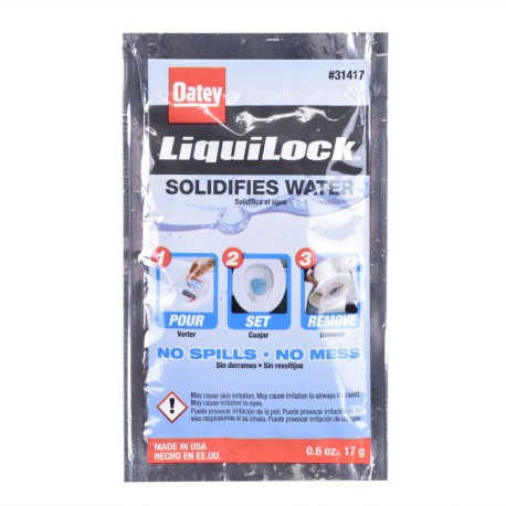 Oatey 0.6 oz Liquilock Gel Packet, Solidifies Toilet Water