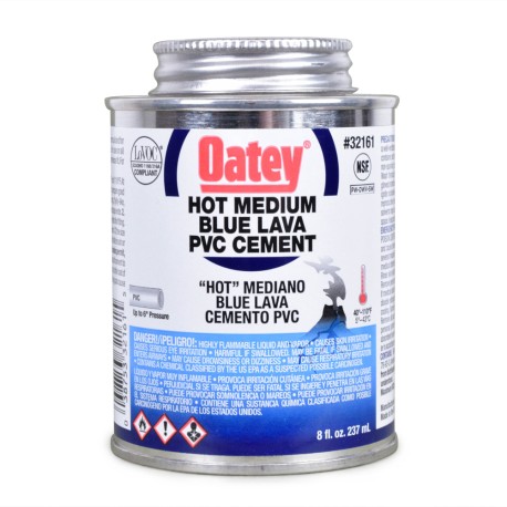 Oatey 8 oz Medium-Body Blue Lava Primerless PVC Cement w/ Dauber, Extra Fast Set, Blue