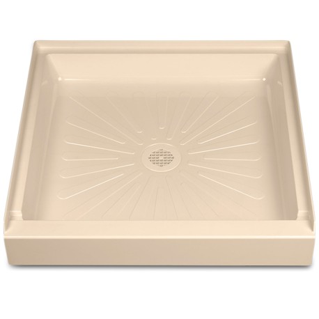 Mustee 32" x 32" DuraBase Square Shower Base, Single Threshold, Bone