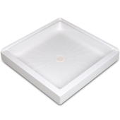 Mustee 34" x 34" DuraBase Square Corner Shower Base, Double Threshold, Flock White - Image 1