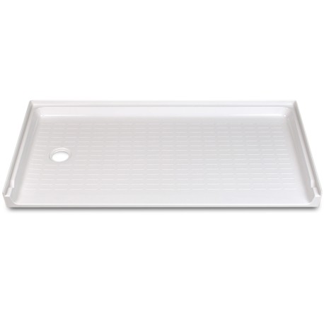 Mustee 30" x 60" Rectangular Caregiver Barrier-Free ShowerTub Shower Base, Left Drain, White