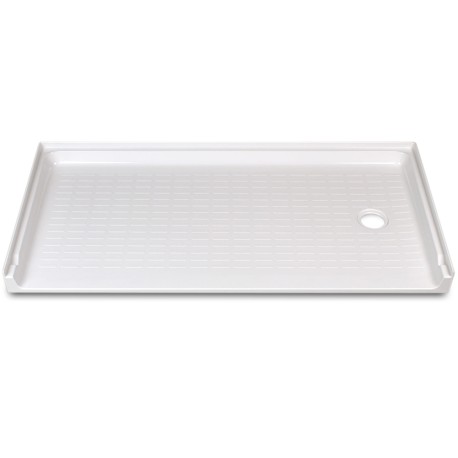Mustee 30" x 60" Rectangular Caregiver Barrier-Free ShowerTub Shower Base, Right Drain, White