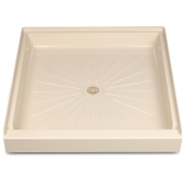 Mustee 36" x 36" DuraBase Square Shower Base, Single Threshold, Bone - Image 1