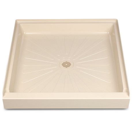 Mustee 36" x 36" DuraBase Square Shower Base, Single Threshold, Bone
