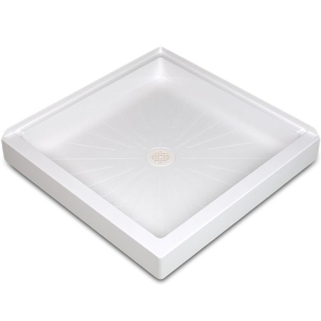 Mustee 36" x 36" DuraBase Square Corner Shower Base, Double Threshold, White