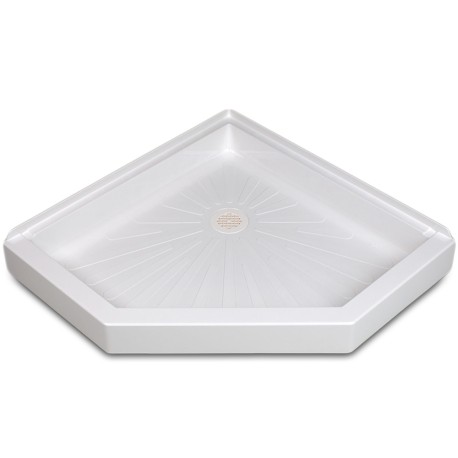 36" x 36" DuraBase Neo-Angle Shower Base, Corner Threshold, White Mustee