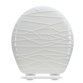 Bemis Bemis 37SLOW (White) Mayfair series Modern Geometric Sculptured Wood Round Toilet Seat, Slow-Close - Image 1