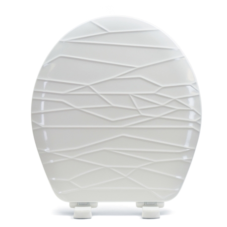 Bemis Bemis 37SLOW (White) Mayfair series Modern Geometric Sculptured Wood Round Toilet Seat, Slow-Close