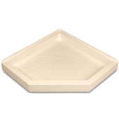 Mustee 38" x 38" DuraBase Neo-Angle Shower Base, Corner Threshold, Bone - Image 1