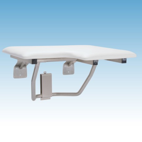 Mustee 32" x 21" Wall-Mount Rectangular Folding Shower Seat, Left-Hand, Padded