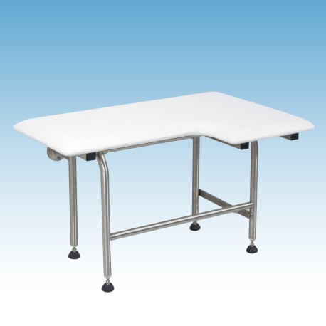 Mustee 32" x 21" Rectangular Folding Shower Seat w/ Legs, Left-Hand, Padded