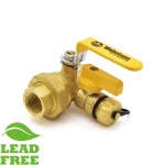 3/4" NPT Threaded Union Brass Ball Valve w/ Hose Drain, Full Port (Lead-Free)