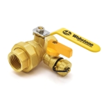 1" NPT Threaded Union Brass Ball Valve w/ Hose Drain, Full Port