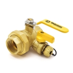 1-1/4" NPT Threaded Union Brass Ball Valve w/ Hose Drain, Full Port