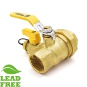 Webstone Valves 1-1/4" NPT Threaded Union Brass Ball Valve w/ Hose Drain, Full Port (Lead-Free) - Image 2