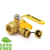 Webstone Valves 1" NPT Threaded Brass Ball Valve w/ Hose Drain, Full Port (Lead-Free) - Image 2