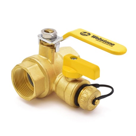 Webstone Valves 1-1/4" NPT Threaded Brass Ball Valve w/ Hose Drain, Full Port