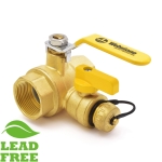 1-1/4" NPT Threaded Brass Ball Valve w/ Hose Drain, Full Port (Lead-Free)