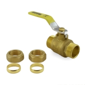 Webstone Valves 1" Compression (1-1/8" OD) Brass Ball Valve, Full Port (Lead-Free) - Image 3