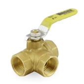 Webstone Valves 3/4" Threaded 3-Way Brass Ball Valve, Full Port - Image 1