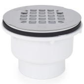 Oatey 2" Hub, Solvent Weld PVC Shower Base/Module Drain w/ Snap-in Strainer, Receptor Base - Image 1