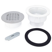 Oatey 2" Hub, Solvent Weld PVC Shower Base/Module Drain w/ Snap-in Strainer, Receptor Base - Image 4