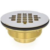 Oatey 1-1/2" FIP Threaded, Brass Shower Base/Module Drain w/ Snap-in Strainer - Image 1