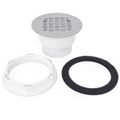 Oatey 2" Hub, Solvent Weld PVC Shower Base/Module Drain w/ Snap-in Strainer, Locknut Style - Image 4