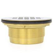 Oatey 2" Hub, No-Calk (Slip-Fit) Brass Shower Base/Module Drain w/ Snap-in Strainer - Image 2