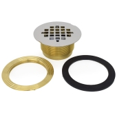 Oatey 2" Hub, No-Calk (Slip-Fit) Brass Shower Base/Module Drain w/ Snap-in Strainer - Image 4