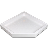 Mustee 42" x 42" DuraBase Neo-Angle Shower Base, Corner Threshold, White - Image 1
